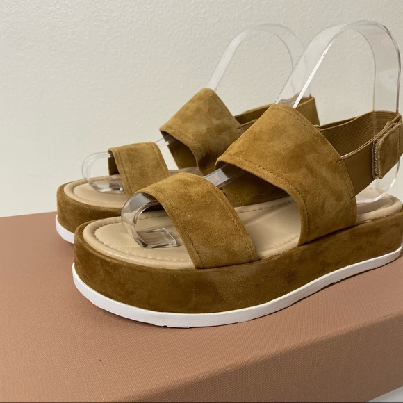 Via Spiga Gabourey Suede Sandals Flatform Toffee - Picture 4 of 6